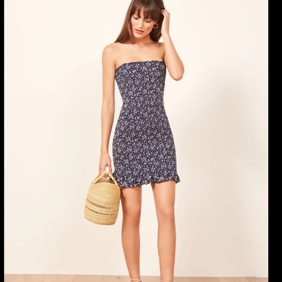 Reformation Dresses & Skirts - Reformation Blue Chantilly Dress Strapless Mini 2